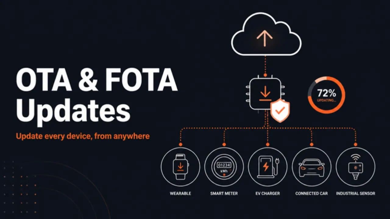 Cloud sending a signed firmware update to a wearable, smart meter, EV charger, car and industrial sensor
